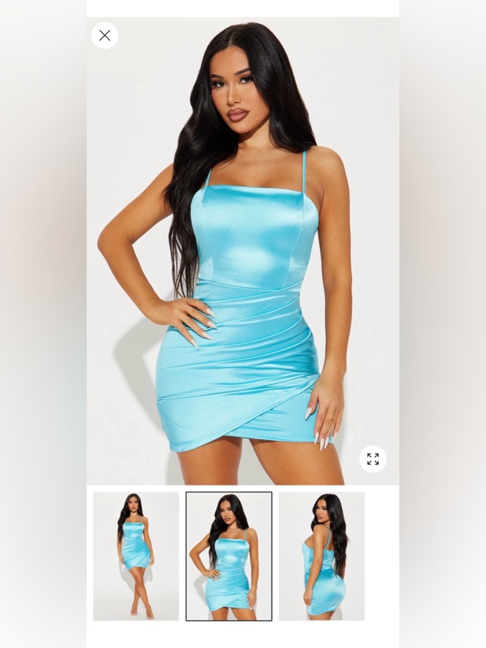 NWOT Lush Vibrant Teal Satin Mini Dress by Blashe